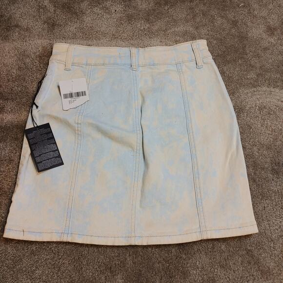 Forever 21 Size Small NEW NWT Light Sky Blue Cream Skirt Unique Marble Cotton - Picture 5 of 9